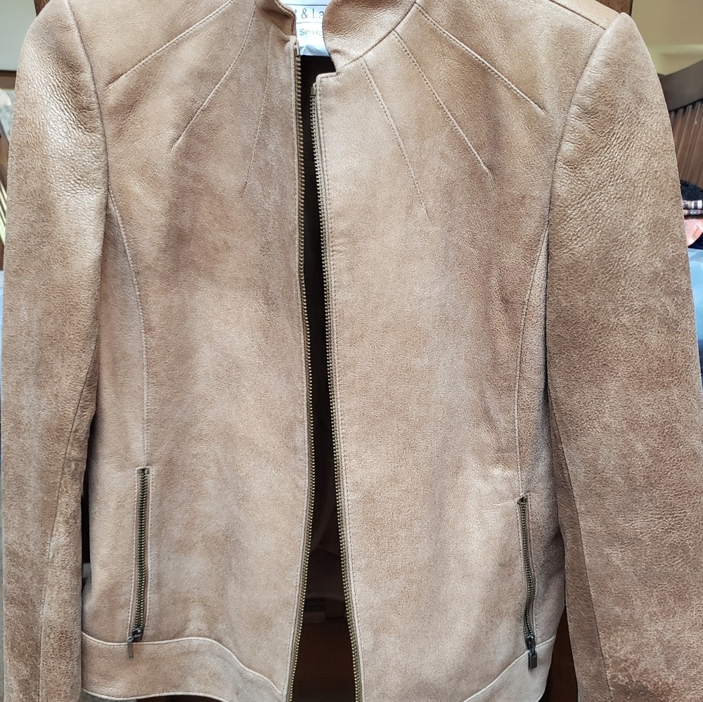 Dana Buchman gold/tan leather jacket
